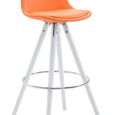 Bar stool Franklin fully upholstered imitation leather round white (oak) orange 44x38x95 orange leatherette Wood