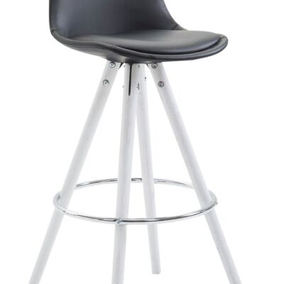 Bar stool Franklin fully upholstered imitation leather round white (oak) black 44x38x95 black leatherette Wood
