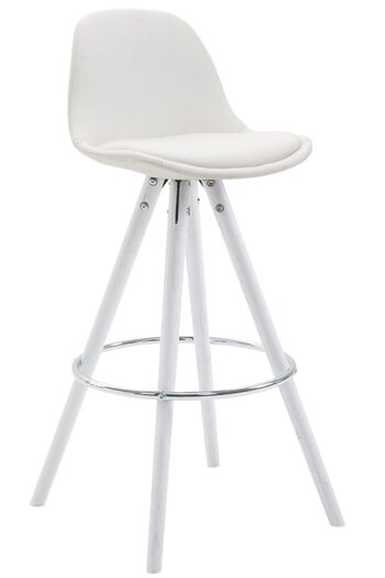 Tabouret de bar Franklin entièrement rembourré simili cuir rond blanc (chêne) blanc 44x38x95 simili cuir blanc Bois 1