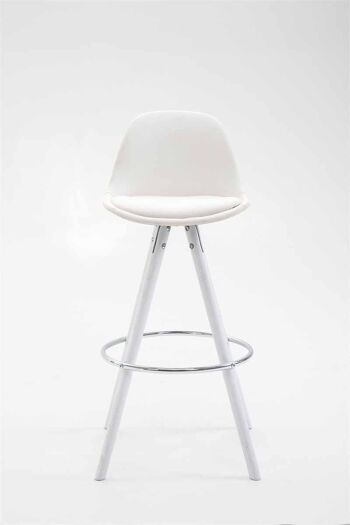 Tabouret de bar Franklin entièrement rembourré simili cuir rond blanc (chêne) blanc 44x38x95 simili cuir blanc Bois 2