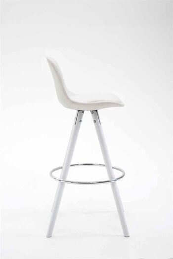 Tabouret de bar Franklin entièrement rembourré simili cuir rond blanc (chêne) blanc 44x38x95 simili cuir blanc Bois 3