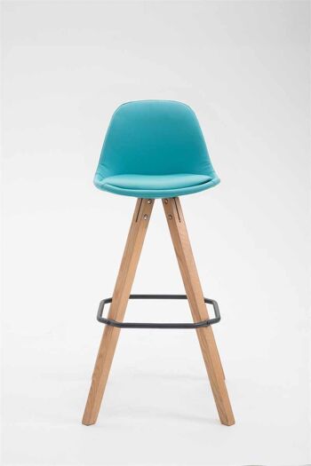 Tabouret de bar Franklin entièrement rembourré simili cuir Square Natura (chêne) bleu 44x38x94,5 simili cuir bleu Bois 2