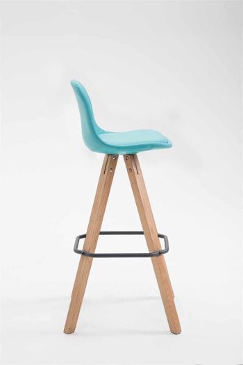 Tabouret de bar Franklin entièrement rembourré simili cuir Square Natura (chêne) bleu 44x38x94,5 simili cuir bleu Bois 3