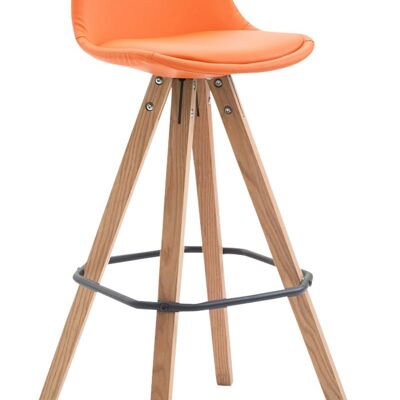 Barhocker Franklin vollgepolstert Kunstleder Square Natura (Eiche) orange 44x38x94,5 orange Kunstleder Holz