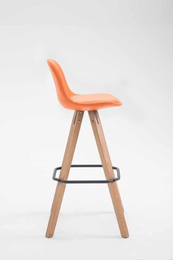 Tabouret de bar Franklin entièrement rembourré simili cuir Square Natura (chêne) orange 44x38x94,5 simili cuir orange Bois 3