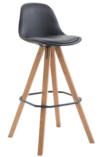 Tabouret de bar Franklin entièrement rembourré simili cuir Square Natura (chêne) noir 44x38x94,5 simili cuir noir Bois 1