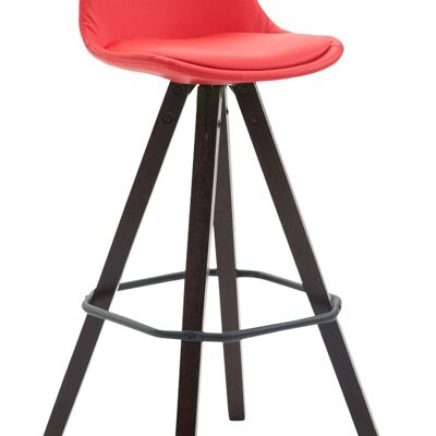 Bar stool Franklin fully upholstered imitation leather Square Cappuccino (oak) red 44x38x94.5 red imitation leather Wood