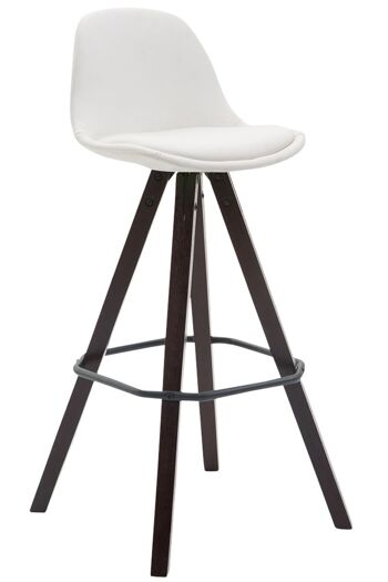 Tabouret de bar Franklin entièrement rembourré simili cuir Square Cappuccino (chêne) blanc 44x38x94,5 simili cuir blanc Bois 1