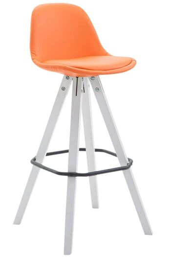 Tabouret de Bar Franklin Entièrement Rembourré Similicuir Carré Blanc (chêne) orange 44x38x94.5 Similicuir orange Bois 1