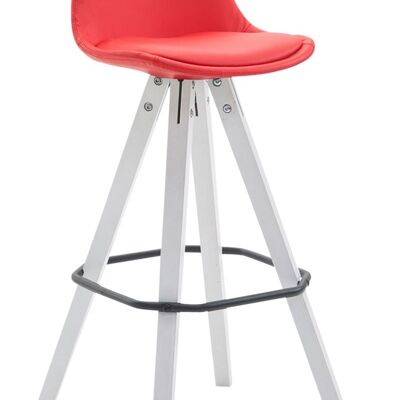 Franklin Bar Stool Fully Upholstered Leatherette Square White (oak) red 44x38x94.5 red leatherette Wood