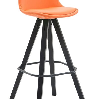 Franklin Bar Stool Fully Upholstered Leatherette Square Black (oak) orange 44x38x94.5 orange leatherette Wood