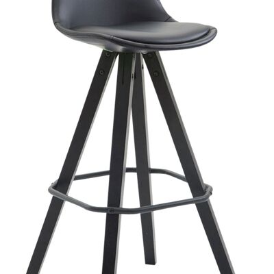 Franklin Bar Stool Fully Upholstered Leatherette Square Black (oak) black 44x38x94.5 black leatherette Wood