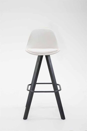 Tabouret de bar Franklin entièrement rembourré en similicuir carré noir (chêne) blanc 44x38x94,5 similicuir blanc bois 2