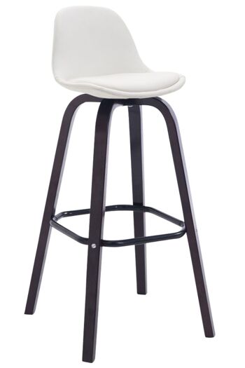 Tabouret de bar Avika Entièrement rembourré en simili cuir Cappuccino blanc 44x44x95 simili cuir blanc Bois 1