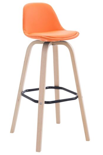 Tabouret de bar Avika Entièrement rembourré en simili cuir Natura orange 44x44x95 simili cuir orange Bois 1