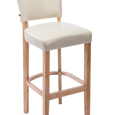 Bar stool Lionel V2 natural cream 44x46x112 cream artificial leather Wood