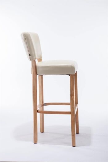 Tabouret de bar Lionel V2 crème naturelle 44x46x112 cuir artificiel crème Bois 3