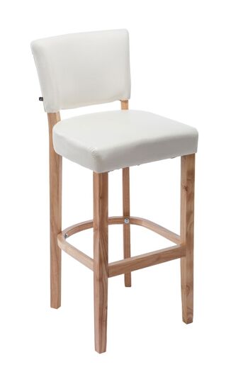 Tabouret de bar Lionel V2 blanc naturel 44x46x112 simili cuir blanc Bois 1