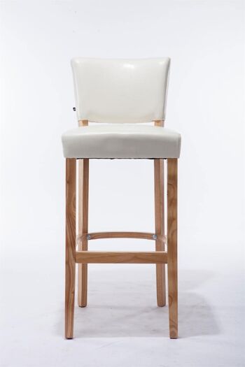 Tabouret de bar Lionel V2 blanc naturel 44x46x112 simili cuir blanc Bois 2