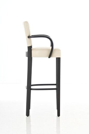 Tabouret de bar Lionel avec accoudoirs V2 noir crème 44x56x112 cuir artificiel crème Bois 3