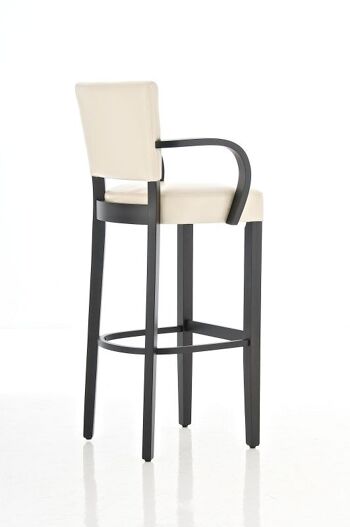 Tabouret de bar Lionel avec accoudoirs V2 noir crème 44x56x112 cuir artificiel crème Bois 4