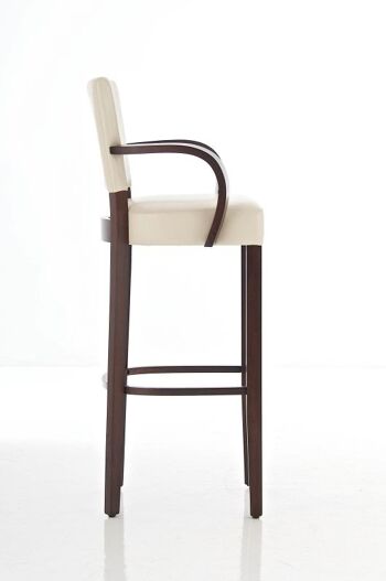 Tabouret de bar Lionel avec accoudoirs V2 crème cappuccino 44x56x112 cuir artificiel crème Bois 3