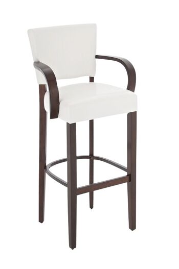 Tabouret de bar Lionel avec accoudoirs V2 cappuccino blanc 44x56x112 simili cuir blanc Bois 1