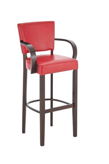 Tabouret de bar Lionel avec accoudoirs V2 cappuccino rouge 44x56x112 simili cuir rouge Bois 1