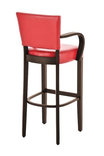 Tabouret de bar Lionel avec accoudoirs V2 cappuccino rouge 44x56x112 simili cuir rouge Bois 3