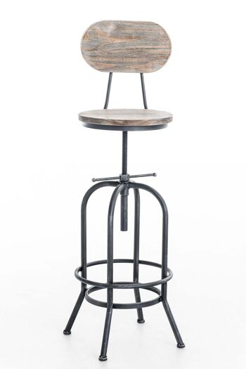 Tabouret de bar Pino, bois argent antique 49,5x49,5x101,5 métal argenté antique métal 2