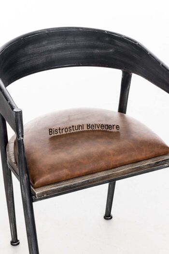 Chaise de bistrot Belvédère, bois argent antique 48x50x75 cuir artificiel argent antique métal 5