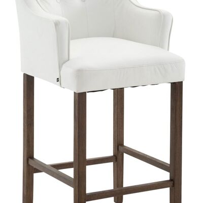 Tabouret de bar Lykso cuir véritable antique-blanc foncé 60x63x114 simili cuir blanc Bois