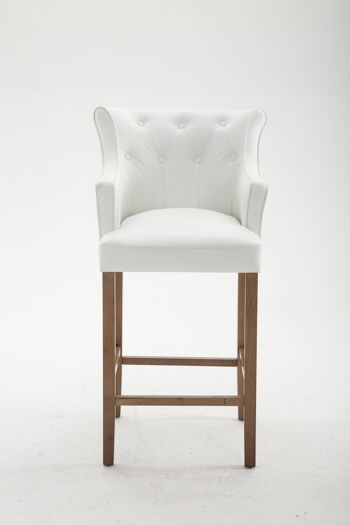 Tabouret de bar Lykso cuir véritable blanc clair antique 60x63x114 simili cuir blanc Bois 2