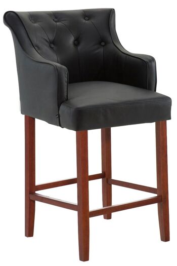 Tabouret de bar Lykso cuir véritable marron noir 60x63x114 cuir artificiel noir Bois