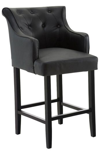 Tabouret de bar Lykso cuir véritable noir noir 60x63x114 cuir artificiel noir Bois