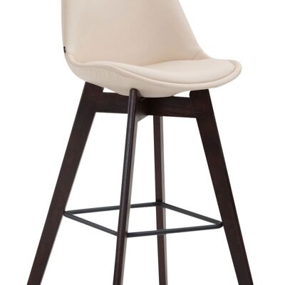 Metz taburete de bar símil piel Cappuccino crema 56x48x112 símil piel crema Madera