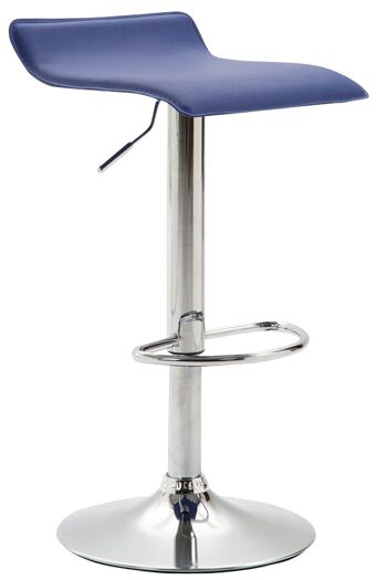 Tabouret de bar Dyn V2 simili cuir bleu chrome 39x36x63 simili cuir bleu métal 1