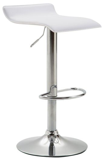 Tabouret de bar Dyn V2 simili cuir chrome blanc 39x36x63 simili cuir blanc métal 1