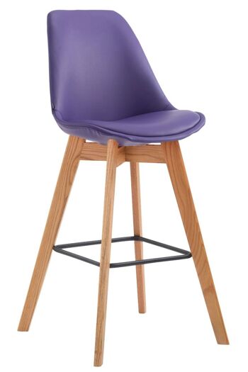 Tabouret de bar Metz simili cuir Natura violet 56x48x112 cuir artificiel violet Bois 1