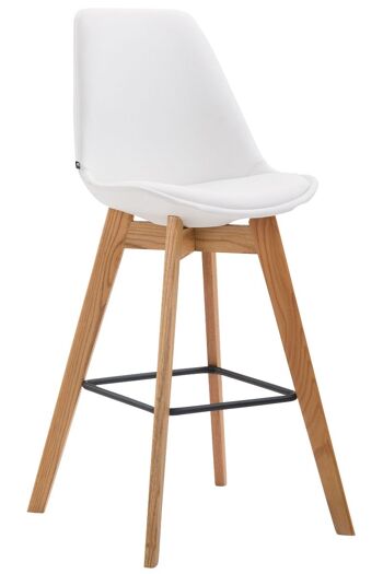 Tabouret de bar Metz simili cuir Natura blanc 56x48x112 simili cuir blanc Bois 1