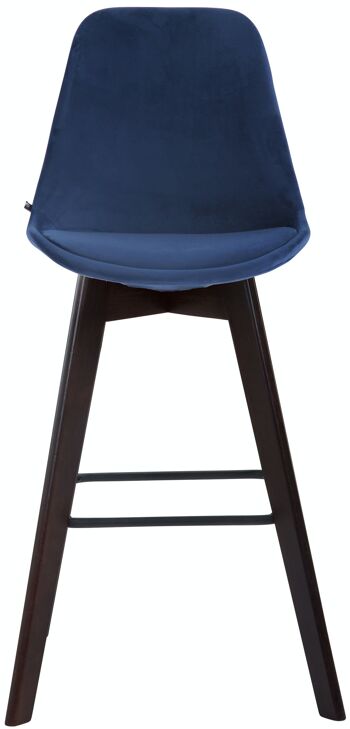 Tabouret de bar Metz velours cappuccino bleu 56x48x112 velours bleu Bois 2