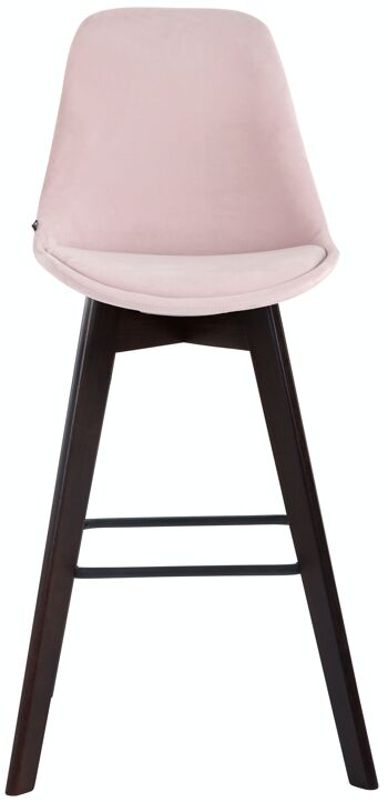 Tabouret de bar Metz velours cappuccino rose 56x48x112 velours rose Bois 2