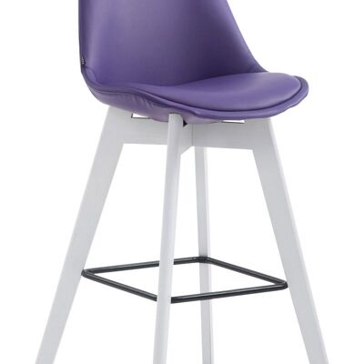 Metz taburete de bar cuero artificial blanco violeta 56x48x112 cuero artificial violeta Madera