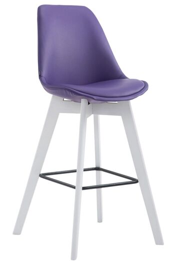 Tabouret de bar Metz cuir artificiel blanc violet 56x48x112 cuir artificiel violet Bois 1