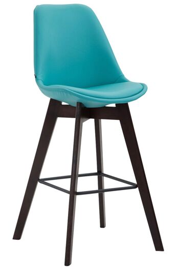 Tabouret de bar Metz simili cuir bleu cappuccino 56x48x112 bois simili cuir bleu 1