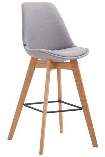 Tabouret de bar Metz tissu Natura Gris 56x48x112 Gris Matière Bois 1