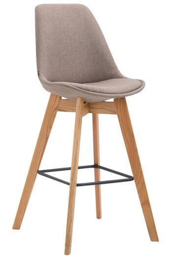 Tabouret de bar Metz tissu Natura taupe 56x48x112 taupe Matière Bois 1