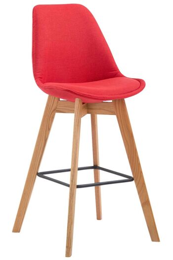 Tabouret de bar Metz tissu Natura rouge 56x48x112 rouge Matière Bois 1