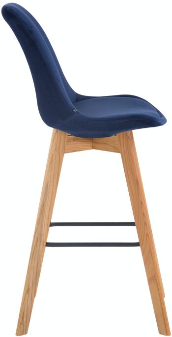 Tabouret de bar Metz velours bleu naturel 56x48x112 bois velours bleu 3