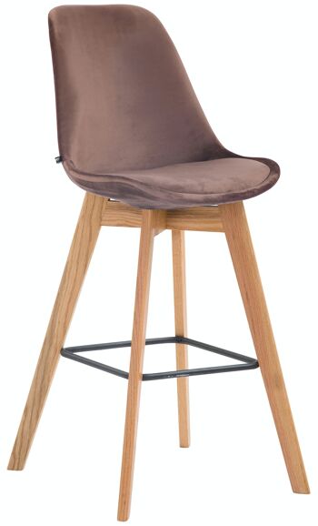 Tabouret de bar Metz velours marron naturel 56x48x112 velours marron Bois 1